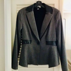 Donna Degnan wool blend blazer with leather trim
